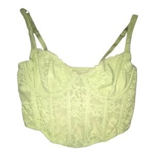Womens Gilly Hicks Lace Yellow Corset Crop Top Size Medium